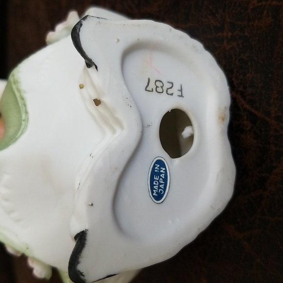 Vtg Adorable Little Green Dress Porcelain Baby Doll Figurine Made In Japan - Picture 12 of 12